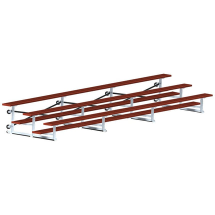 Jaypro Sports Bleacher - 21 ft. (3 Row - Single Foot Plank) - Tip & Roll (Powder Coated) BLCH-321TRGPC - Play and Sync