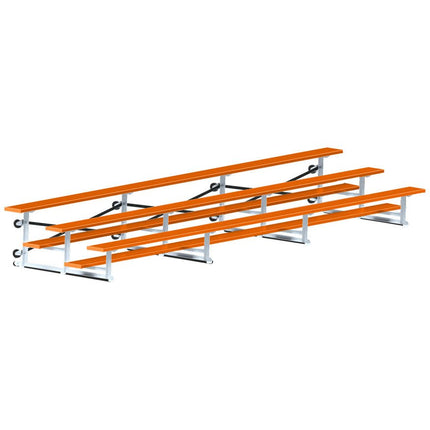 Jaypro Sports Bleacher - 21 ft. (3 Row - Single Foot Plank) - Tip & Roll (Powder Coated) BLCH-321TRGPC - Play and Sync