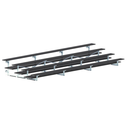 Jaypro Sports Bleacher - 21 ft. (4 Row - Double Foot Plank) - Tip & Roll (Powder Coated) BLDP-421TRGPC - Play and Sync