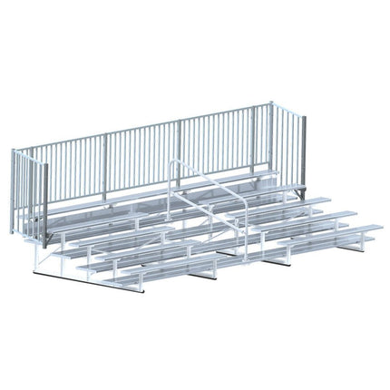 Jaypro Sports Bleacher - 21 ft. (5 Row - Double Foot Plank with Guard Rail & Aisle) - Enclosed | BLCH - 521ASGR BLCH-521ASGR - Play and Sync