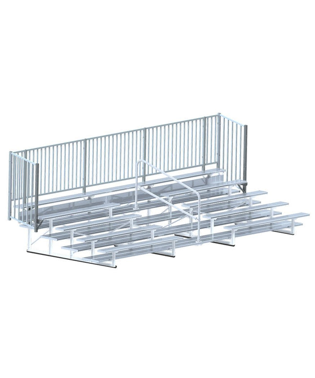 Jaypro Sports Bleacher - 21 ft. (5 Row - Double Foot Plank with Guard Rail & Aisle) - Enclosed | BLCH - 521ASGR BLCH-521ASGR - Play and Sync