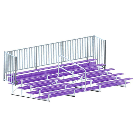 Jaypro Sports Bleacher - 21 ft. (5 Row - Double Foot Plank with Guard Rail & Aisle) - Enclosed (Powder Coated) BLCH-521ASGRPC - Play and Sync