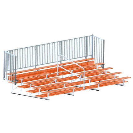 Jaypro Sports Bleacher - 21 ft. (5 Row - Double Foot Plank with Guard Rail & Aisle) - Enclosed (Powder Coated) BLCH-521ASGRPC - Play and Sync