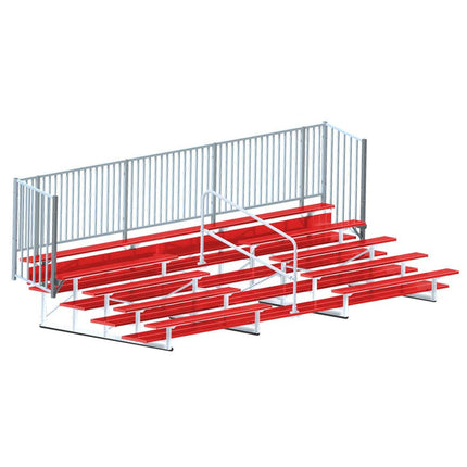 Jaypro Sports Bleacher - 21 ft. (5 Row - Double Foot Plank with Guard Rail & Aisle) - Enclosed (Powder Coated) BLCH-521ASGRPC - Play and Sync