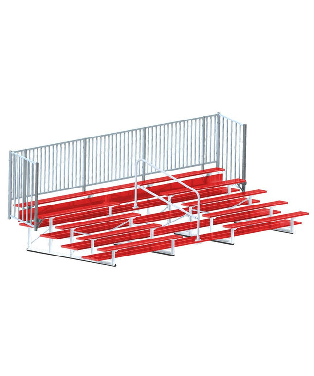 Jaypro Sports Bleacher - 21 ft. (5 Row - Double Foot Plank with Guard Rail & Aisle) - Enclosed (Powder Coated) BLCH-521ASGRPC - Play and Sync