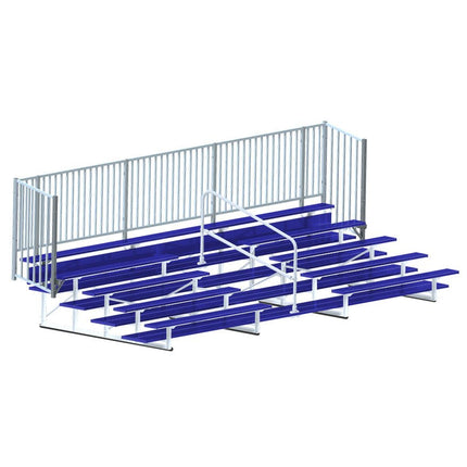 Jaypro Sports Bleacher - 21 ft. (5 Row - Double Foot Plank with Guard Rail & Aisle) - Enclosed (Powder Coated) BLCH-521ASGRPC - Play and Sync