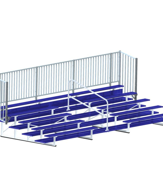 Jaypro Sports Bleacher - 21 ft. (5 Row - Double Foot Plank with Guard Rail & Aisle) - Enclosed (Powder Coated) BLCH-521ASGRPC - Play and Sync