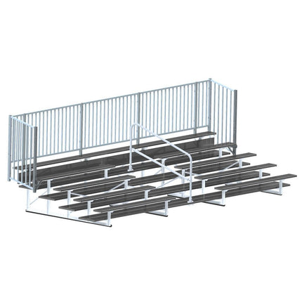 Jaypro Sports Bleacher - 21 ft. (5 Row - Double Foot Plank with Guard Rail & Aisle) - Enclosed (Powder Coated) BLCH-521ASGRPC - Play and Sync