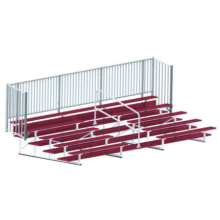 Jaypro Sports Bleacher - 21 ft. (5 Row - Double Foot Plank with Guard Rail & Aisle) - Enclosed (Powder Coated) BLCH-521ASGRPC - Play and Sync