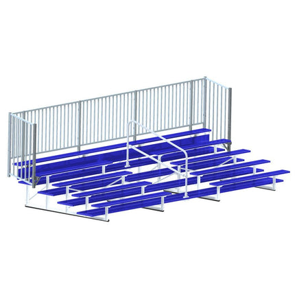 Jaypro Sports Bleacher - 21 ft. (5 Row - Double Foot Plank with Guard Rail & Aisle) - Enclosed (Powder Coated) BLCH-521ASGRPC - Play and Sync