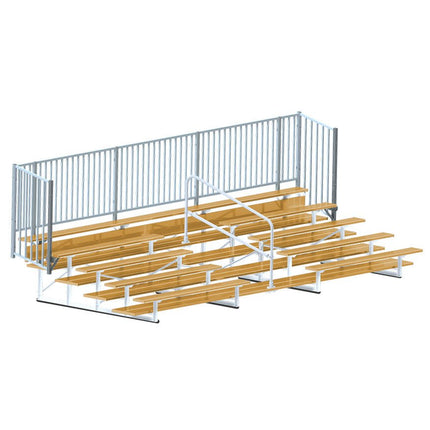 Jaypro Sports Bleacher - 21 ft. (5 Row - Double Foot Plank with Guard Rail & Aisle) - Enclosed (Powder Coated) BLCH-521ASGRPC - Play and Sync