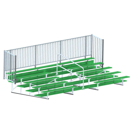 Jaypro Sports Bleacher - 21 ft. (5 Row - Double Foot Plank with Guard Rail & Aisle) - Enclosed (Powder Coated) BLCH-521ASGRPC - Play and Sync