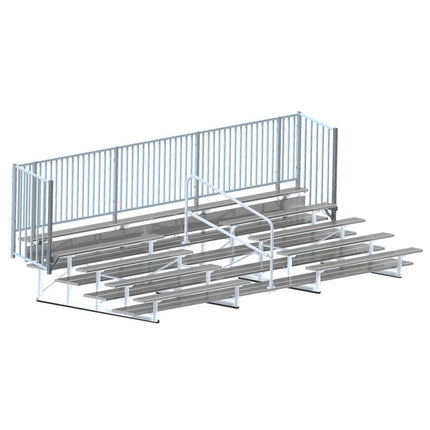 Jaypro Sports Bleacher - 21 ft. (5 Row - Double Foot Plank with Guard Rail & Aisle) - Enclosed (Powder Coated) BLCH-521ASGRPC - Play and Sync