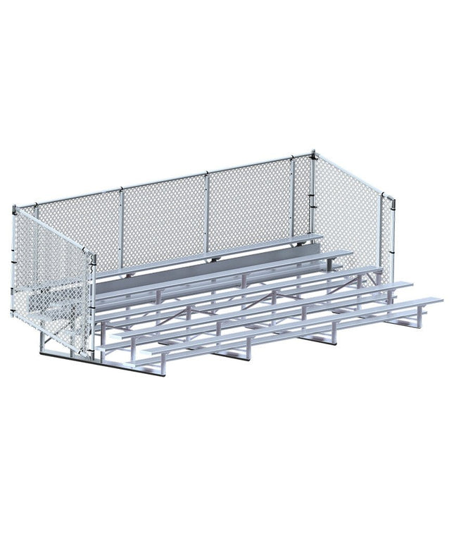 Jaypro Sports Bleacher - 21 ft. (5 Row - Single Foot Plank with Chain Link Rail) - Enclosed | BLCH - 521C BLCH-521C - Play and Sync