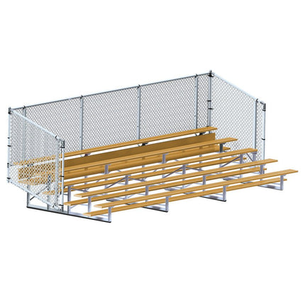 Jaypro Sports Bleacher - 21 ft. (5 Row - Single Foot Plank with Chain Link Rail) - Enclosed (Powder Coated) BLCH-521CPC - Play and Sync