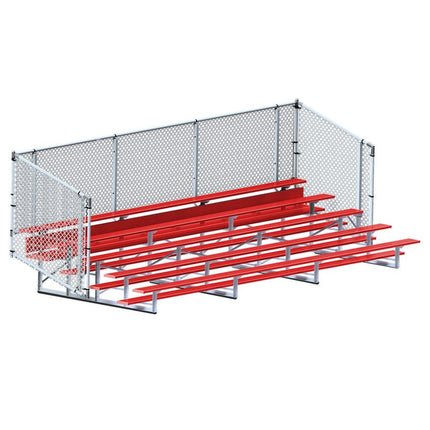 Jaypro Sports Bleacher - 21 ft. (5 Row - Single Foot Plank with Chain Link Rail) - Enclosed (Powder Coated) BLCH-521CPC - Play and Sync