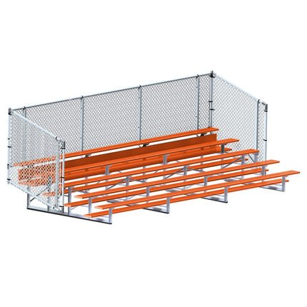 Jaypro Sports Bleacher - 21 ft. (5 Row - Single Foot Plank with Chain Link Rail) - Enclosed (Powder Coated) BLCH-521CPC - Play and Sync