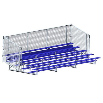 Jaypro Sports Bleacher - 21 ft. (5 Row - Single Foot Plank with Chain Link Rail) - Enclosed (Powder Coated) BLCH-521CPC - Play and Sync