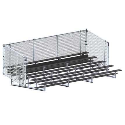 Jaypro Sports Bleacher - 21 ft. (5 Row - Single Foot Plank with Chain Link Rail) - Enclosed (Powder Coated) BLCH-521CPC - Play and Sync