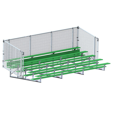 Jaypro Sports Bleacher - 21 ft. (5 Row - Single Foot Plank with Chain Link Rail) - Enclosed (Powder Coated) BLCH-521CPC - Play and Sync