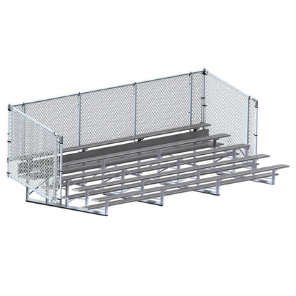 Jaypro Sports Bleacher - 21 ft. (5 Row - Single Foot Plank with Chain Link Rail) - Enclosed (Powder Coated) BLCH-521CPC - Play and Sync