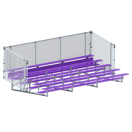 Jaypro Sports Bleacher - 21 ft. (5 Row - Single Foot Plank with Chain Link Rail) - Enclosed (Powder Coated) BLCH-521CPC - Play and Sync
