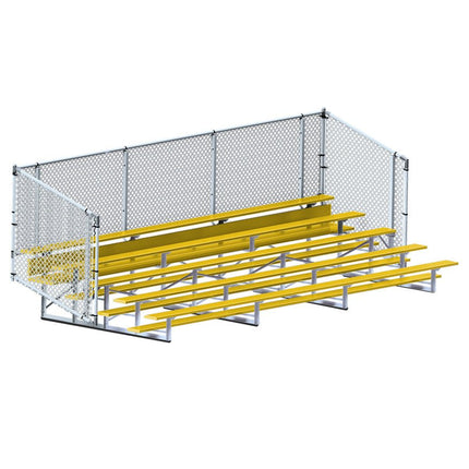 Jaypro Sports Bleacher - 21 ft. (5 Row - Single Foot Plank with Chain Link Rail) - Enclosed (Powder Coated) BLCH-521CPC - Play and Sync