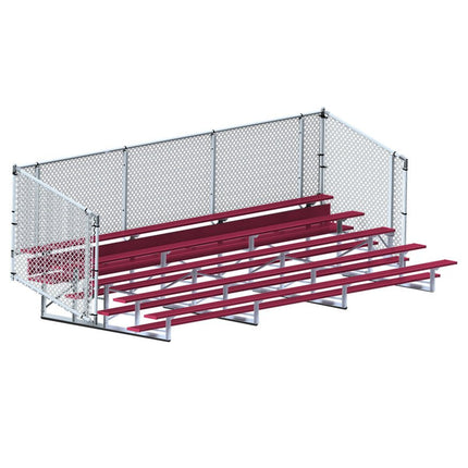 Jaypro Sports Bleacher - 21 ft. (5 Row - Single Foot Plank with Chain Link Rail) - Enclosed (Powder Coated) BLCH-521CPC - Play and Sync