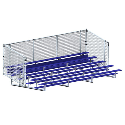 Jaypro Sports Bleacher - 21 ft. (5 Row - Single Foot Plank with Chain Link Rail) - Enclosed (Powder Coated) BLCH-521CPC - Play and Sync