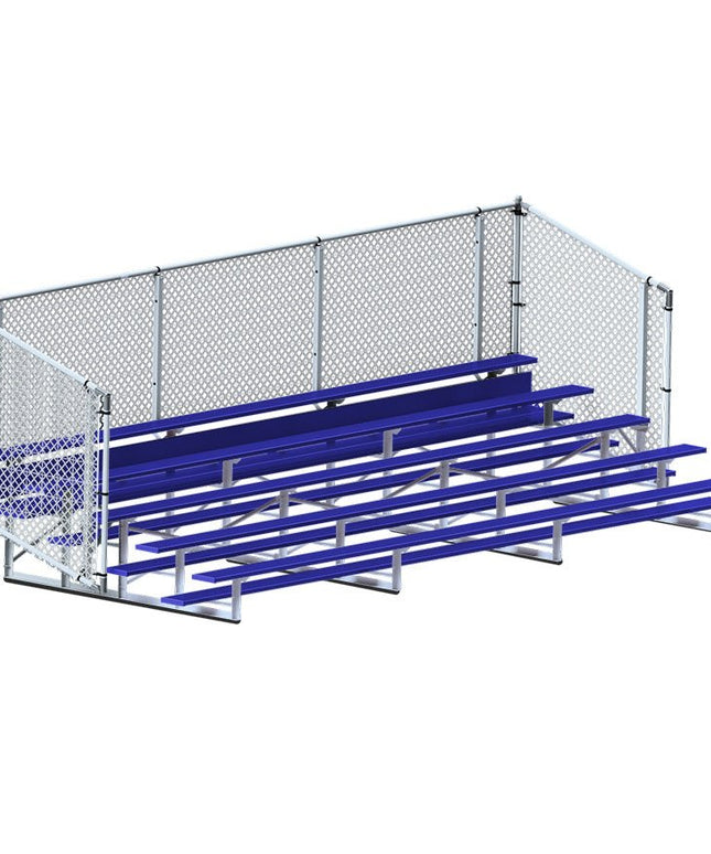 Jaypro Sports Bleacher - 21 ft. (5 Row - Single Foot Plank with Chain Link Rail) - Enclosed (Powder Coated) BLCH-521CPC - Play and Sync