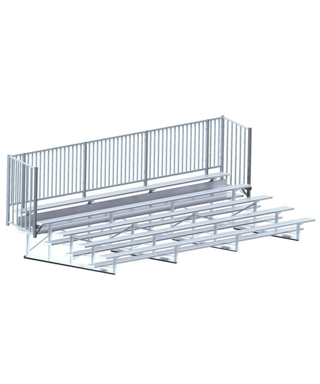 Jaypro Sports Bleacher - 21 ft. (5 Row - Single Foot Plank with Guard Rail) - Enclosed | BLCH - 521GR BLCH-521GR - Play and Sync