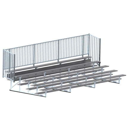 Jaypro Sports Bleacher - 21 ft. (5 Row - Single Foot Plank with Guard Rail) - Enclosed (Powder Coated) BLCH-521GRPC - Play and Sync