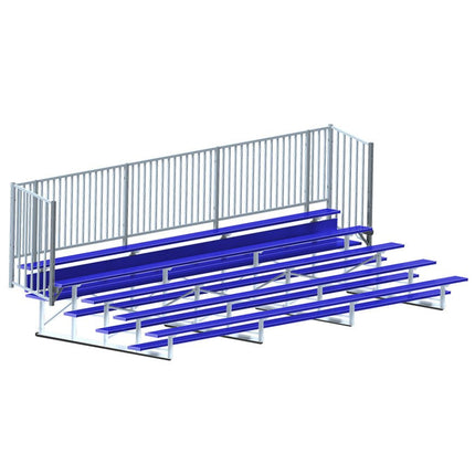 Jaypro Sports Bleacher - 21 ft. (5 Row - Single Foot Plank with Guard Rail) - Enclosed (Powder Coated) BLCH-521GRPC - Play and Sync