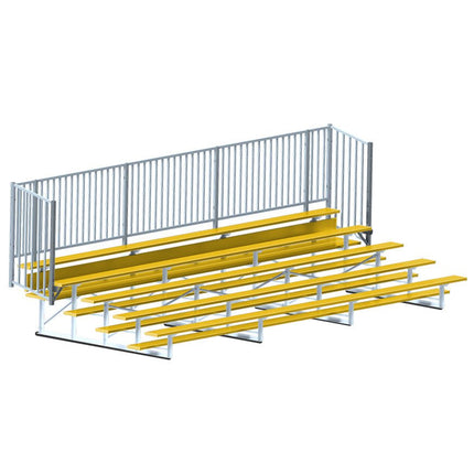 Jaypro Sports Bleacher - 21 ft. (5 Row - Single Foot Plank with Guard Rail) - Enclosed (Powder Coated) BLCH-521GRPC - Play and Sync