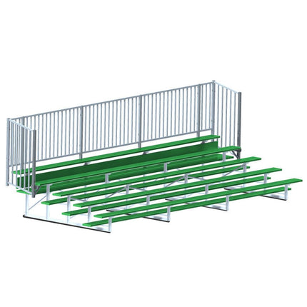 Jaypro Sports Bleacher - 21 ft. (5 Row - Single Foot Plank with Guard Rail) - Enclosed (Powder Coated) BLCH-521GRPC - Play and Sync