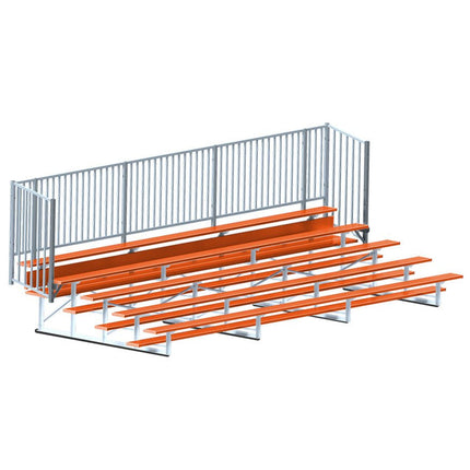Jaypro Sports Bleacher - 21 ft. (5 Row - Single Foot Plank with Guard Rail) - Enclosed (Powder Coated) BLCH-521GRPC - Play and Sync