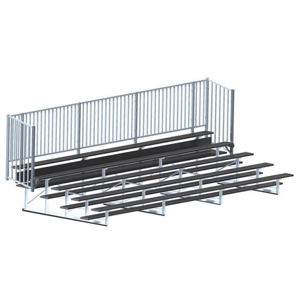 Jaypro Sports Bleacher - 21 ft. (5 Row - Single Foot Plank with Guard Rail) - Enclosed (Powder Coated) BLCH-521GRPC - Play and Sync