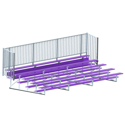 Jaypro Sports Bleacher - 21 ft. (5 Row - Single Foot Plank with Guard Rail) - Enclosed (Powder Coated) BLCH-521GRPC - Play and Sync