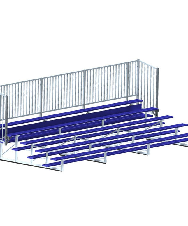 Jaypro Sports Bleacher - 21 ft. (5 Row - Single Foot Plank with Guard Rail) - Enclosed (Powder Coated) BLCH-521GRPC - Play and Sync