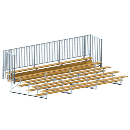 Jaypro Sports Bleacher - 21 ft. (5 Row - Single Foot Plank with Guard Rail) - Enclosed (Powder Coated) BLCH-521GRPC - Play and Sync