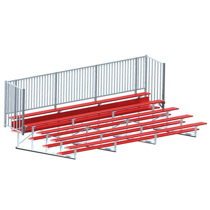 Jaypro Sports Bleacher - 21 ft. (5 Row - Single Foot Plank with Guard Rail) - Enclosed (Powder Coated) BLCH-521GRPC - Play and Sync