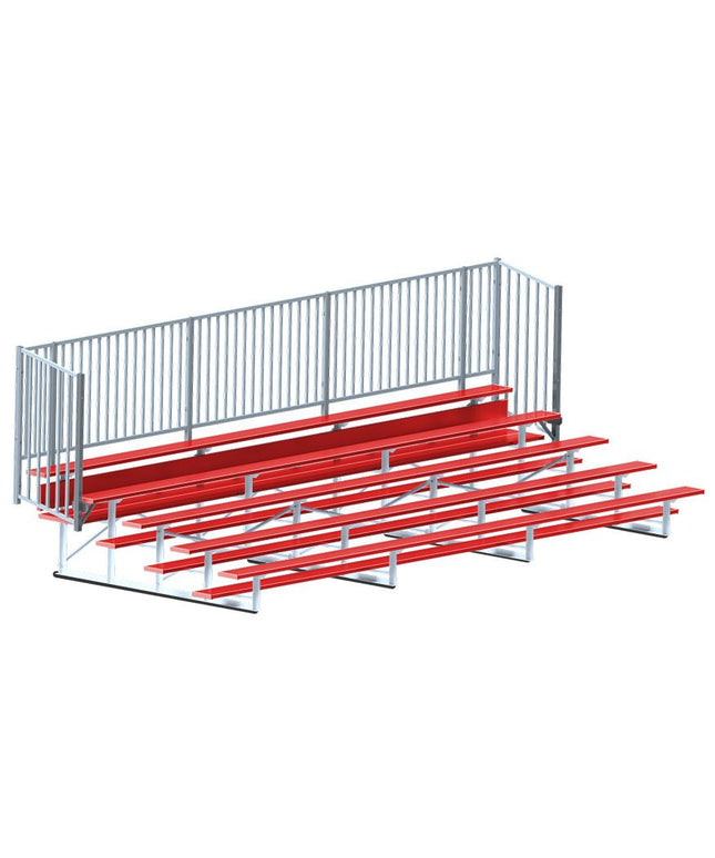 Jaypro Sports Bleacher - 21 ft. (5 Row - Single Foot Plank with Guard Rail) - Enclosed (Powder Coated) BLCH-521GRPC - Play and Sync