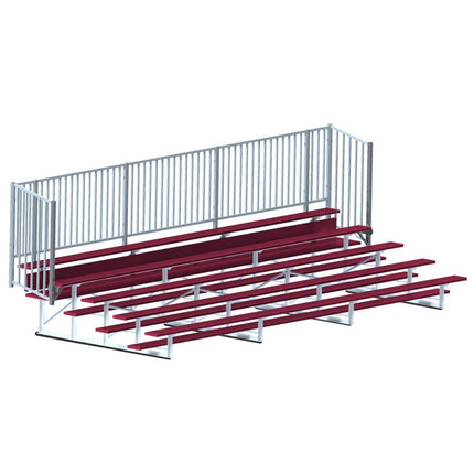Jaypro Sports Bleacher - 21 ft. (5 Row - Single Foot Plank with Guard Rail) - Enclosed (Powder Coated) BLCH-521GRPC - Play and Sync