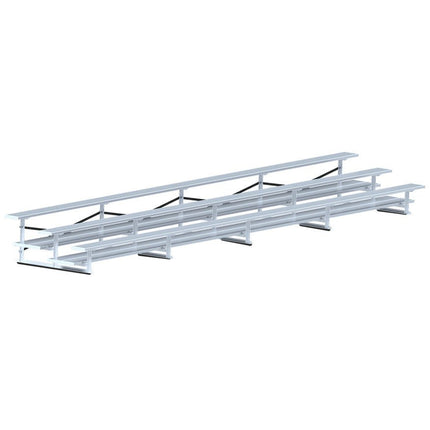 Jaypro Sports Bleacher - 27 ft. (3 Row - Double Foot Plank) - All Aluminum | BLDP - 327AL BLDP-327AL - Play and Sync