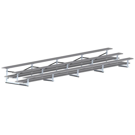 Jaypro Sports Bleacher - 27 ft. (3 Row - Double Foot Plank) - All Aluminum (Powder Coated) BLDP-327ALPC - Play and Sync
