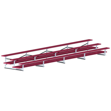 Jaypro Sports Bleacher - 27 ft. (3 Row - Double Foot Plank) - All Aluminum (Powder Coated) BLDP-327ALPC - Play and Sync