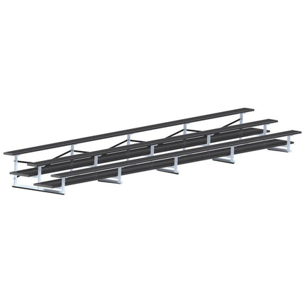 Jaypro Sports Bleacher - 27 ft. (3 Row - Double Foot Plank) - All Aluminum (Powder Coated) BLDP-327ALPC - Play and Sync