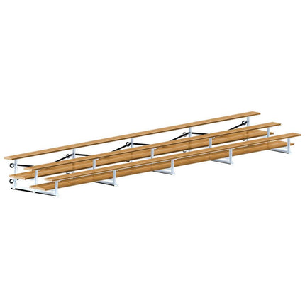Jaypro Sports Bleacher - 27 ft. (3 Row - Double Foot Plank) - Tip & Roll (Powder Coated) BLDP-327TRGPC - Play and Sync