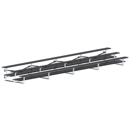 Jaypro Sports Bleacher - 27 ft. (3 Row - Double Foot Plank) - Tip & Roll (Powder Coated) BLDP-327TRGPC - Play and Sync