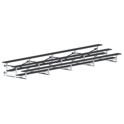 Jaypro Sports Bleacher - 27 ft. (3 Row - Single Foot Plank) - Tip & Roll (Powder Coated) BLCH-327TRGPC - Play and Sync